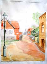 Stigbergsgatan 1940, aquarelle by Oskar