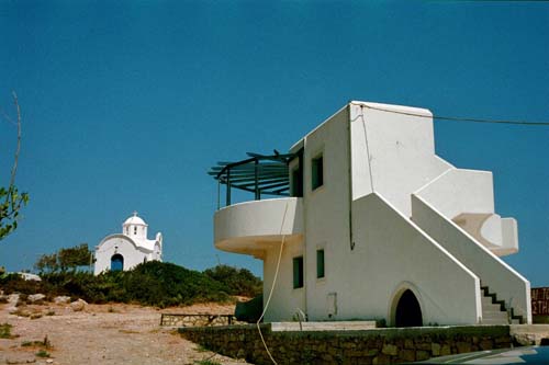 Amopi beach. House and chapel.
