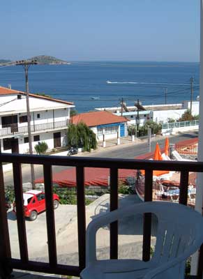 View of the sea from the hotelbalcony